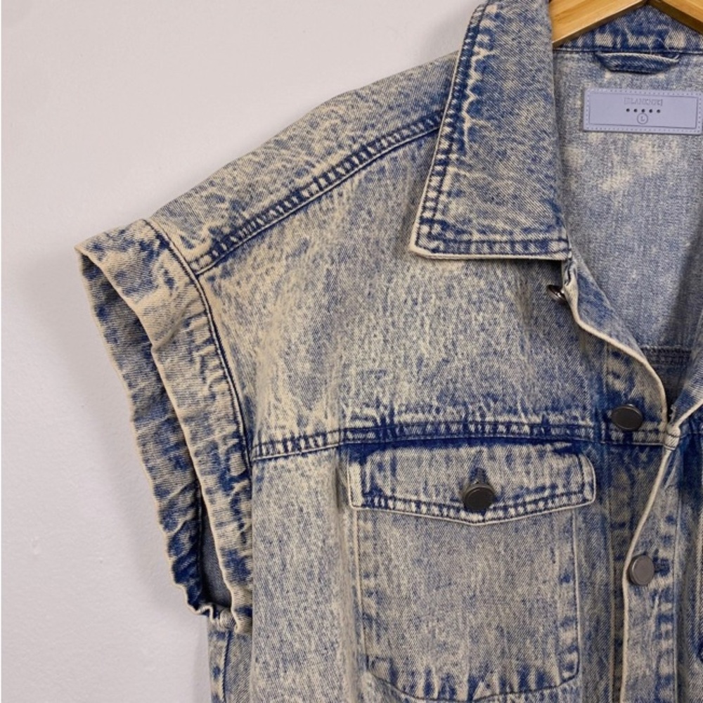 BLANKNYC Head‎ Backstage Acid Washed 80s-90s Inspired Denim Romper - Picture 8 of 13